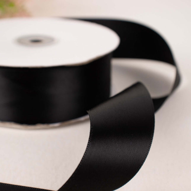 AliKopy 50 Yards 1.5" Black Satin Ribbon - Single Face, Decorative Qua