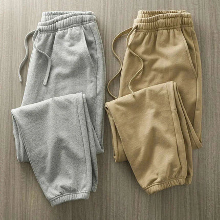 500G Heavyweight Men's Cotton Jogger Pants - Casual Loose Fit Drawstring Sweatpants for Spring and Autumn - Très Elite