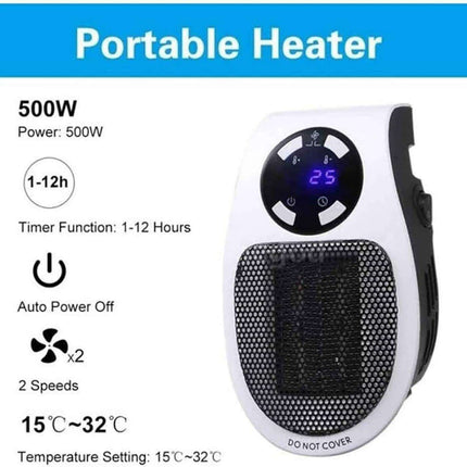 500W Remote-Controlled Ceramic Heater - Perfect for Home and Office Comfort