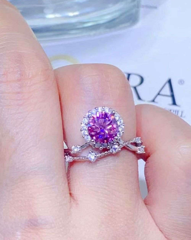 Timeless Radiance: 1 Carat Lab-Created Diamond and Moissanite Accent Silver Ring