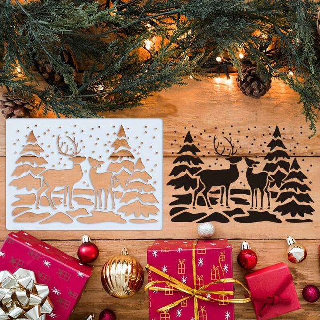Christmas Cheer Stencils Collection: 9 Decorative 5x7 Inch Templates for Scrapbooking, Crafting, and Seasonal Decor