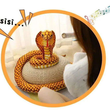 Realistic Cobra Snake Plush Toy - Versatile Educational Stuffed Animal for Home Decor and Play