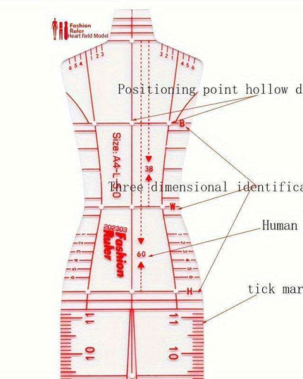 Fashion Designer's Acrylic Sketch Ruler - Ultimate Guide for Human Figure and Garment Designs