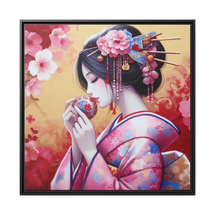 Eco-Chic Japanese Canvas Art Set in Modern Black Frame