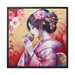 Sustainable Japanese Beauty: Vibrant Canvas Art in Black Pinewood Frame