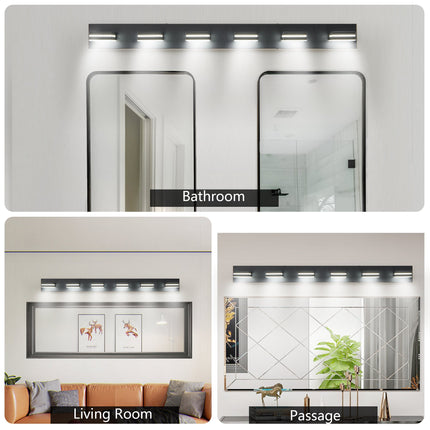 Room & Decor Modern Black LED Vanity Light, 6 Lights, Energy Efficient