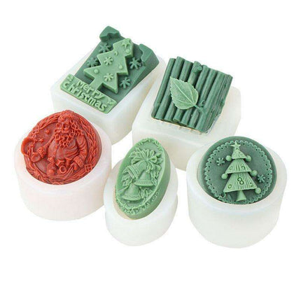 Elegant Holiday Candle Making Set: Santa Bell & Christmas Tree Molds