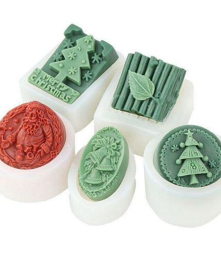Elegant Holiday Candle Making Set: Santa Bell & Christmas Tree Molds