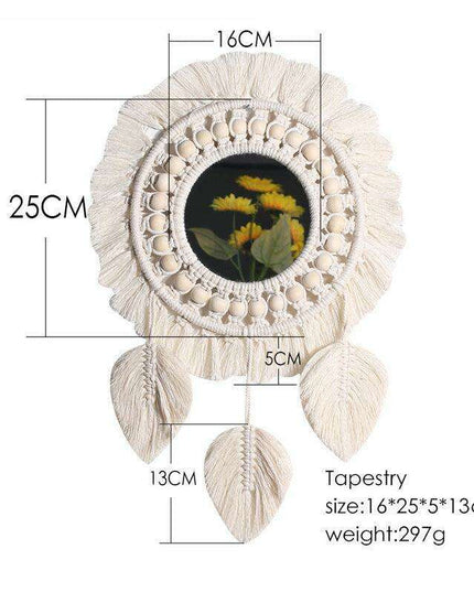 Bohemian Bliss: Artisan Cotton Tapestry with Wooden Bead Accents