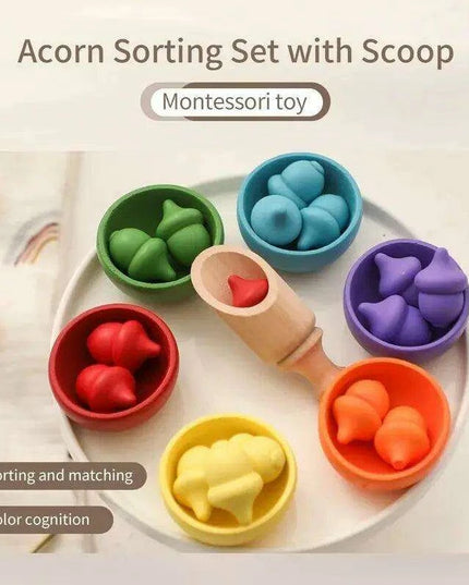 Rainbow Woodland Montessori Educational Toy - Wood & Wool Learning Board