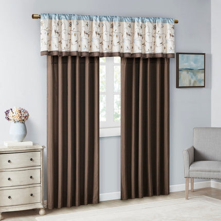 Room and Decor Embroidered Blue Window Valance, 50x18", Polyester Fabr