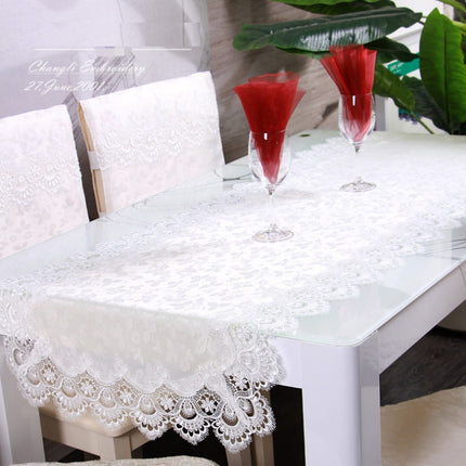 Peekaboo Studio White Lace Round Tablecloth Set - European Fabric, Ele