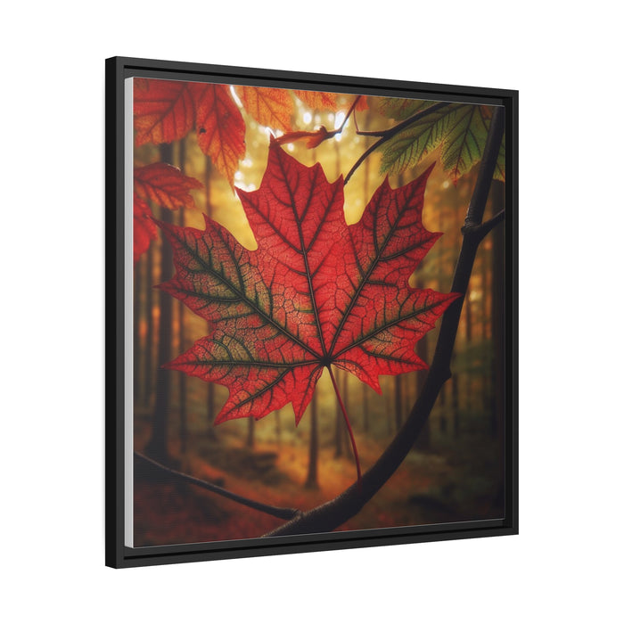 Maple Leaf Elegance: Premium Canvas Art Set in Sleek Black Frame