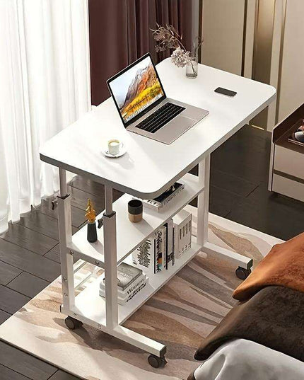 Versatile Height-Adjustable Rolling Workspace Desk with Storage for Home, Office, and Outdoor Use