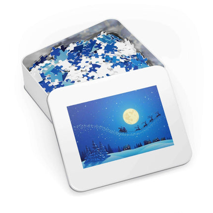 Customizable Family Jigsaw Puzzle Set in Stylish Metal Tin - Made in the USA for Quality Time