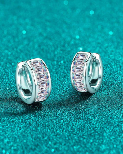 Chic 1.8 Carat Lab-Diamond Silver Huggie Earrings - An Essence of Elegance
