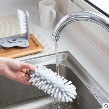 Double Head Suction Cup Wall Mounted Cleaning Brush for Glass and Kitchen