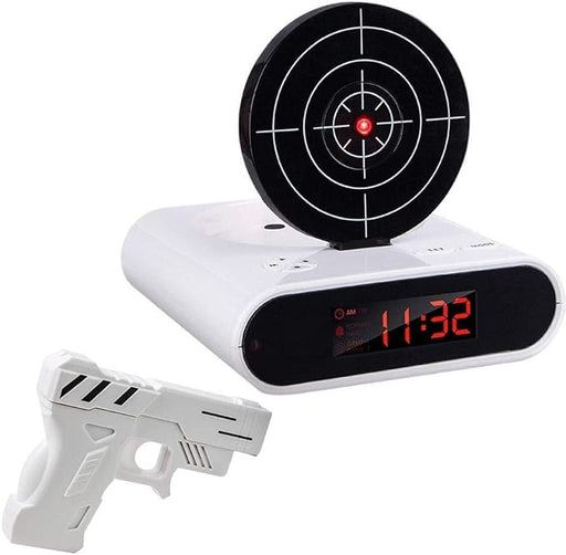 Interactive Shooting Alarm Clock with Target Game Modes and Personalized Sound Recording