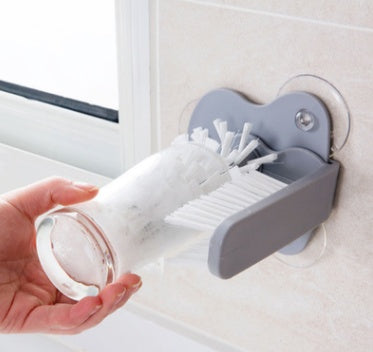 Double Head Suction Cup Wall Mounted Cleaning Brush for Glass and Kitchen