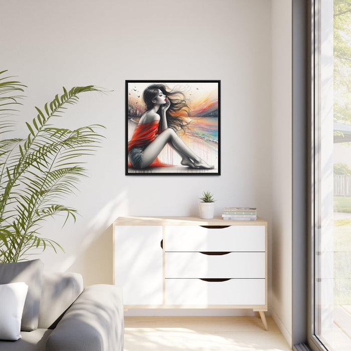 Sophisticated Lady - Valentine Matte Canvas Wall Art Collection with Sleek Black Frame