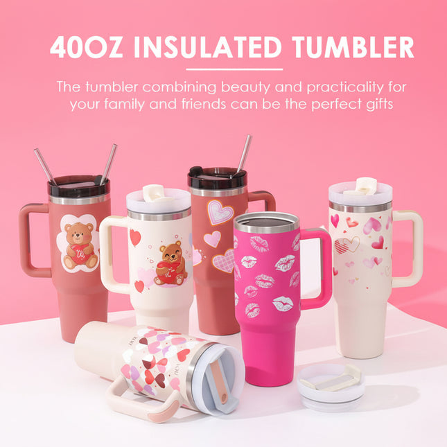 Peekaboo Studio 40 Oz Insulated Tumbler with Handle & Straw, Spill Pro