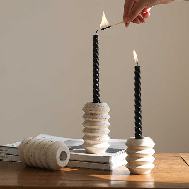 Nordic Cave Stone Candle Holder — Hand Polished Natural Yellow