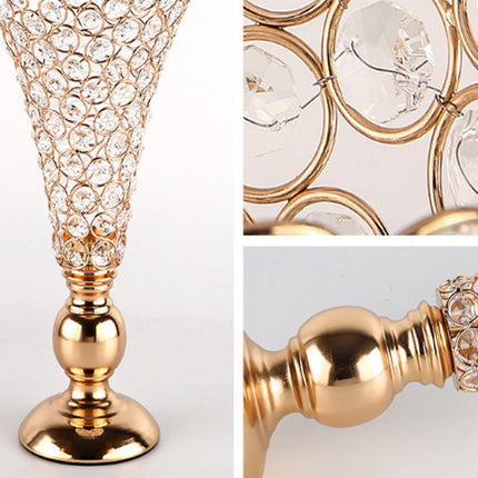 Golden Metal Rhinestone Candle Holder Chandelier for Home Decor – 17cm Dia x 37cm