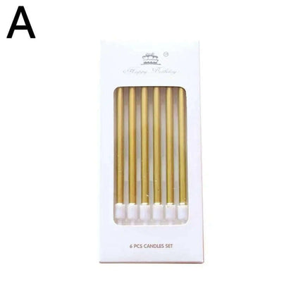 Metallic Birthday Candle Set - 6pcs Chrome Gold & Silver Cake Decorations for Weddings and Baby Showers