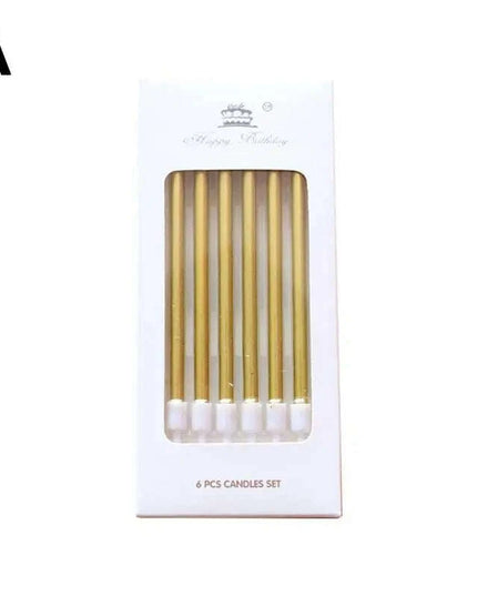 Metallic Birthday Candle Set - 6pcs Chrome Gold & Silver Cake Decorations for Weddings and Baby Showers