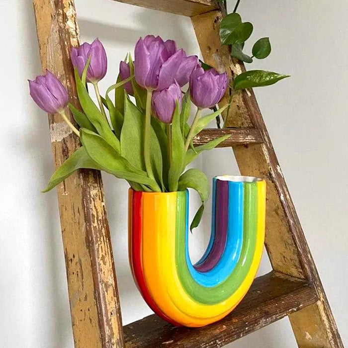 Vibrant Rainbow Vase - Burst of Color for Your Home