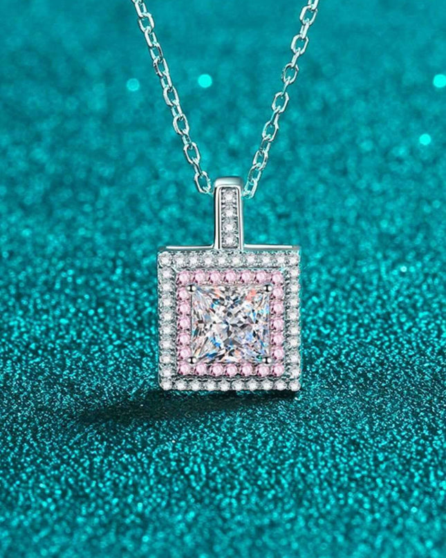 Elegant Moissanite Square Pendant Necklace - Adjustable Luxury Chain