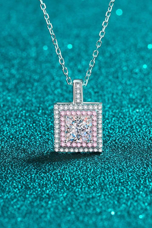 Luxury Square Geometric Moissanite Pendant Necklace with Adjustable Chain