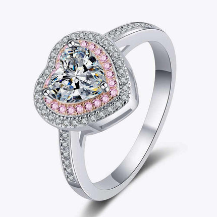Charming Heart-Shaped Lab-Diamond Ring with Dazzling Zircon Highlights