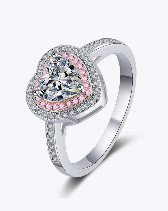 Charming Heart-Shaped Lab-Diamond Ring with Dazzling Zircon Highlights