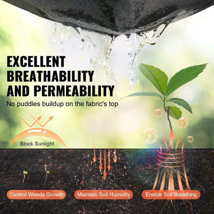 VEVOR 6x100FT Non-Woven Geotextile Fabric - Durable Weed Control Cover