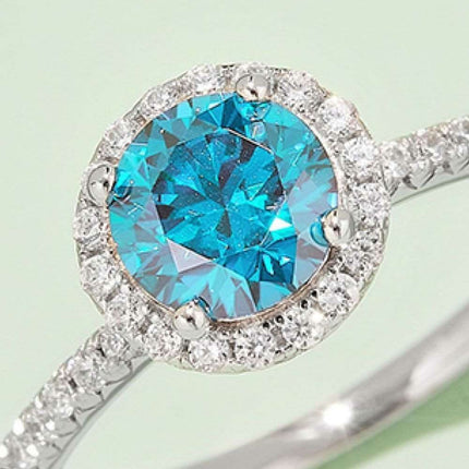 Radiant Pink Diamond Halo Ring - Sterling Silver Elegance