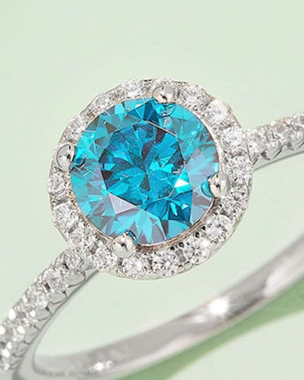 Radiant Pink Diamond Halo Ring - Sterling Silver Elegance