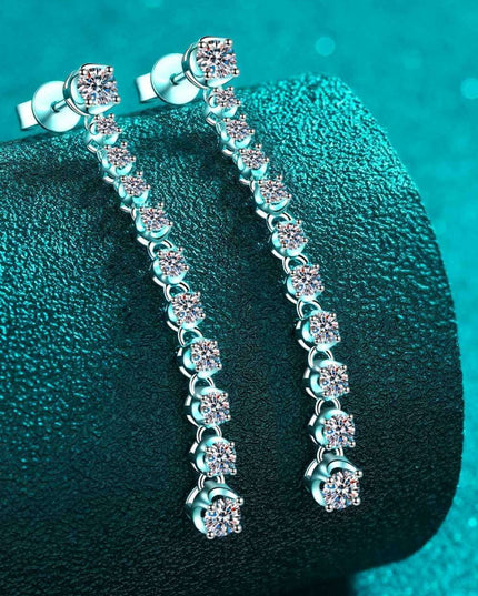 Opulent 1.18 Carat Lab-Created Diamond Sterling Silver Drop Earrings