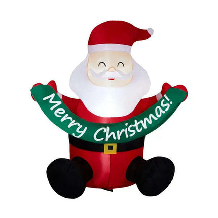 5.8FT Lighted Christmas Inflatable Decoration, Inflatable Santa Claus Holding Banner, Funny Blow Up Yard Decorations With Built-in LED Lights For Holiday Party Front Yard Lawn Garden Decor