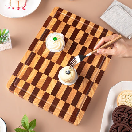 Wooden Cutting Board Grid Chessboard Pattern 40 By 30 Centimeters For Fruits