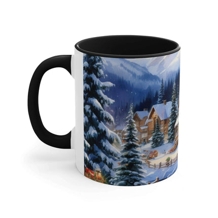 Colorful Holiday Cheer Ceramic Coffee Mug - 11oz Two-Tone Design