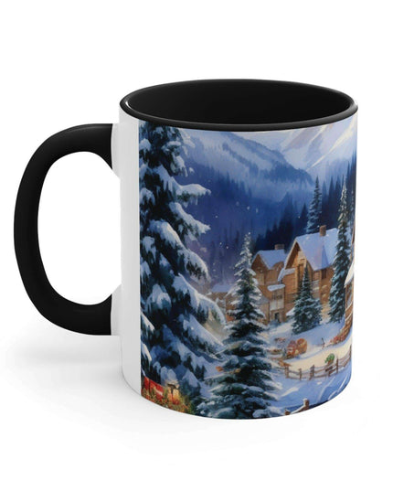Colorful Holiday Cheer Ceramic Coffee Mug - 11oz Two-Tone Design