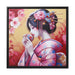 Sustainable Japanese Beauty: Vibrant Canvas Art in Black Pinewood Frame