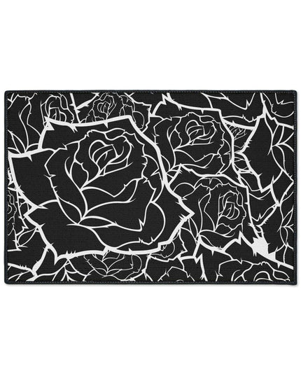 Customizable Elegant Black and White Floral Non-Slip Mat