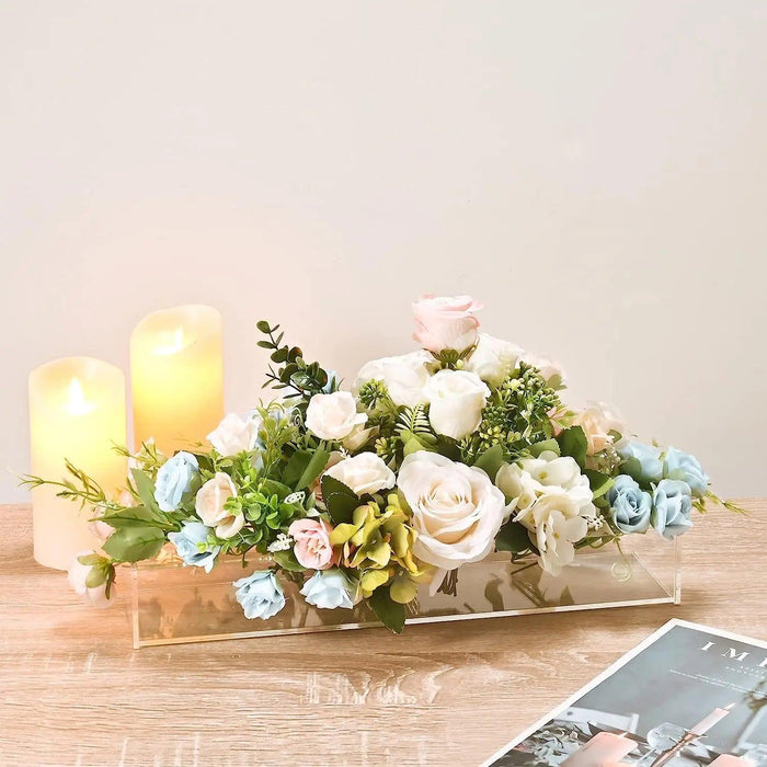 Clear Acrylic Flower Vase - Elegant Table Centerpiece and Decor Piece
