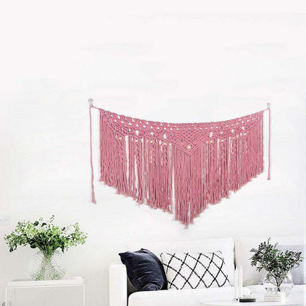 Boho Pink Cotton Wall Tapestry with Elegant Bohemian Flair for Home Decor