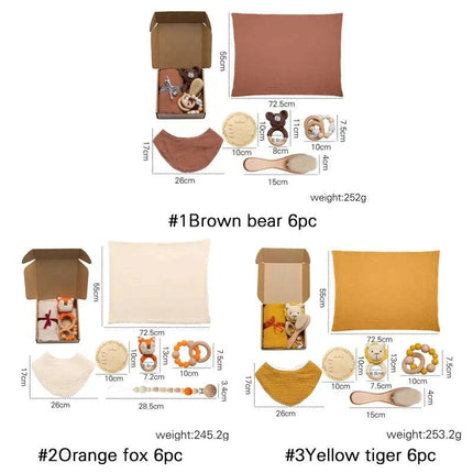 Baby Milestone Bath Toy Set with Swaddle Wrap, Rattle, and Bibs for Newborn