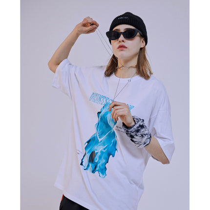 Peekaboo Studio Dark Ghost Print Loose Top - Lightweight & Stylish