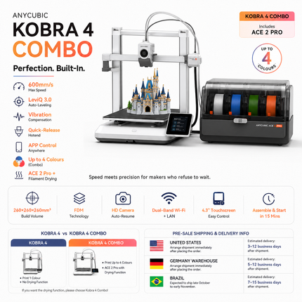 3D Printer — 600mm/s, FDM, Up to 4-Colour Printing
