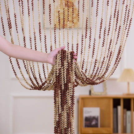 Peekaboo Studio Silver Silk Tassel Door Curtain - Punch-Free, Elegant